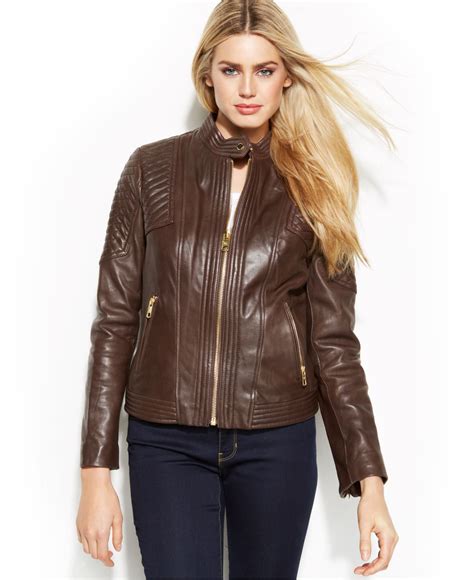 michael kors mantel frauen|Michael Kors leather jacket.